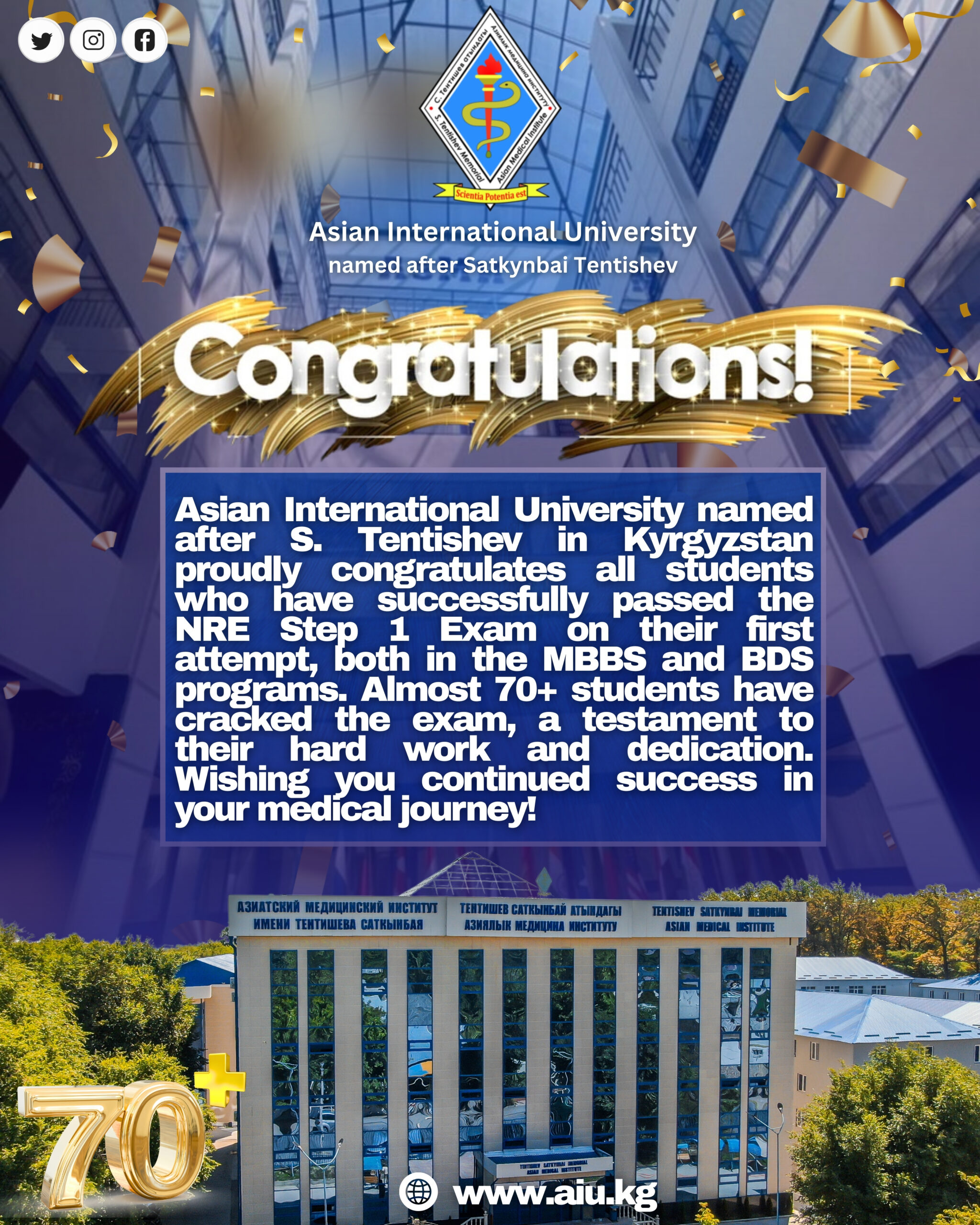 70+ 𝗠𝗕𝗕𝗦 & 𝗕𝗗𝗦 𝗔𝗹𝘂𝗺𝗻𝗶 𝗼𝗳 𝗔𝗜𝗨 𝗦𝘂𝗰𝗰𝗲𝘀𝘀𝗳𝘂𝗹𝗹𝘆 𝗣𝗮𝘀𝘀 𝗡𝗥𝗘 𝗦𝘁𝗲𝗽 1 | 𝗔𝘀𝗶𝗮𝗻 𝗜𝗻𝘁𝗲𝗿𝗻𝗮𝘁𝗶𝗼𝗻𝗮𝗹 𝗨𝗻𝗶𝘃𝗲𝗿𝘀𝗶𝘁𝘆 𝗞𝘆𝗿𝗴𝘆𝘇𝘀𝘁𝗮𝗻